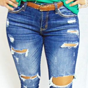 High Rise Distressed Skinny Jeans